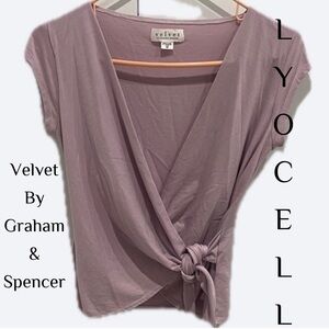 🇺🇸 Velvet by Graham & Spencer Lyocell Wrap Blouse 🔥 Mauve Wrap Blouse Size Small
